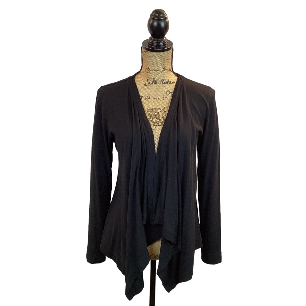 Pact Organic Cotton Blend Waterfall Open Cardigan Black